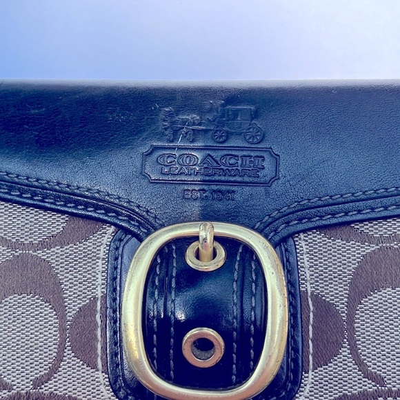 Coach Signature Checkbook Wallet Leather Classic Designer Money Credit Cards - Picture 2 of 9